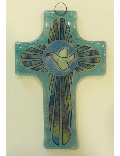 Croix en verre 8x12cm- COLOMBE-RAYONS