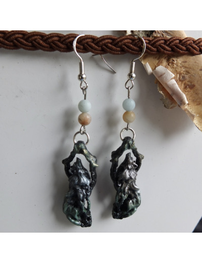Boucles d'oreilles "Hati et Sköll" pierres naturelles Amazonite