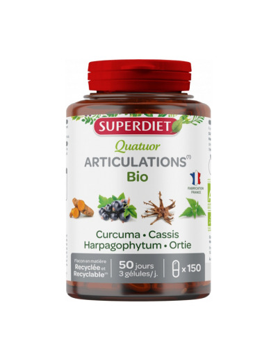 Quatuor curcuma harpagophytum cassis ortie Bio 150 gélules