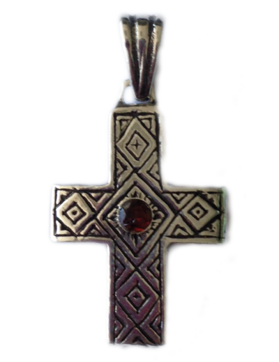 Croix Byzantine en Argent 925 + Grenat