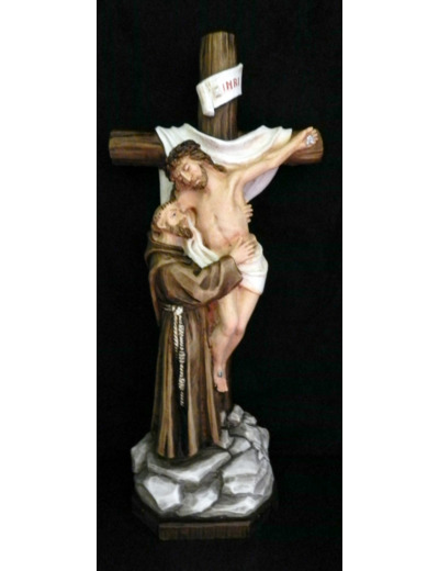 St François 30cm résine polychrome PEINTE MAIN