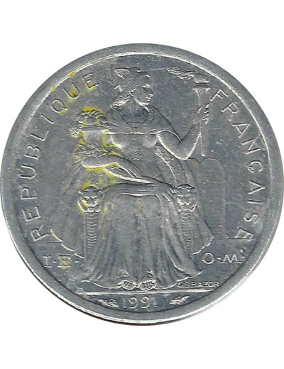 POLYNESIE FRANÇAISE 1 FRANC 1991 TTB+