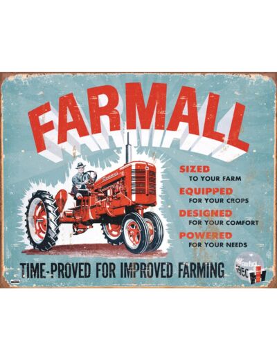 Plaque Farmall - IH Time Proved For Improved Farming - 31 x 40cm.