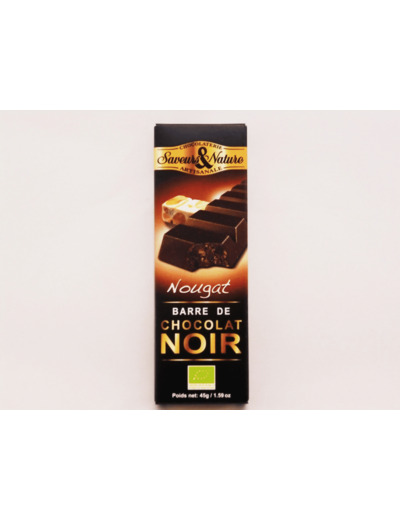 Barre de Chocolat Noir Nougat Bio 45g