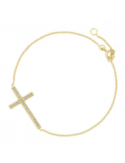 Bracelet en Plaqué Or - CROIX + STRASS