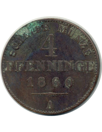 ALLEMAGNE PRUSSE 4 PFENNIG 1860 A TTB (W454a)