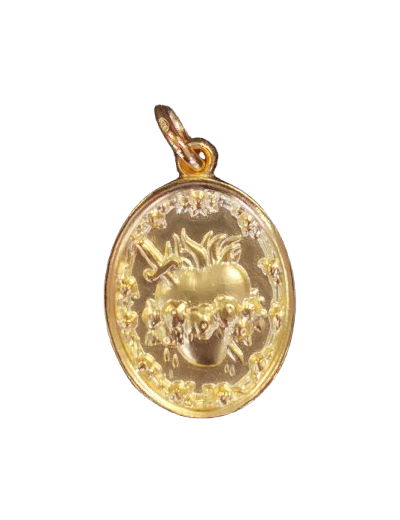Coeur Sacré 19mm en PO/Base Argent 925 - Coeur Immaculé de Marie