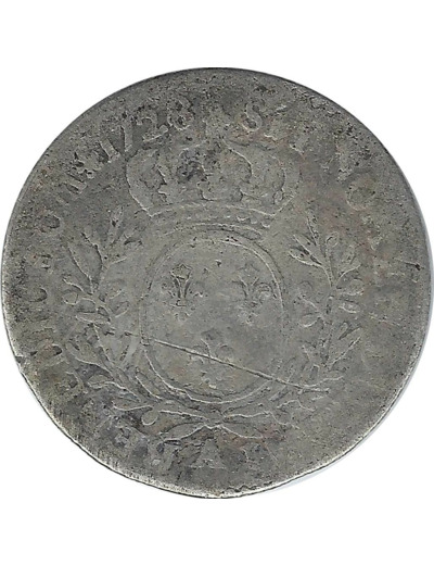 LOUIS XV (1715-1774 ) 1/10 ECU BRANCHES D'OLIVIER 1728 A (Paris) B+