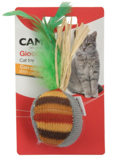 Jouet chat, Balle avec plumes - Ø5.5cm