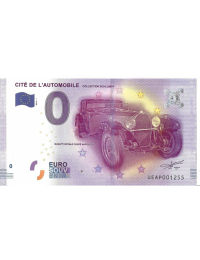 68 MULHOUSE 2016-1 CITE DE L'AUTOMOBILE BILLET SOUVENIR 0 EURO NEUF