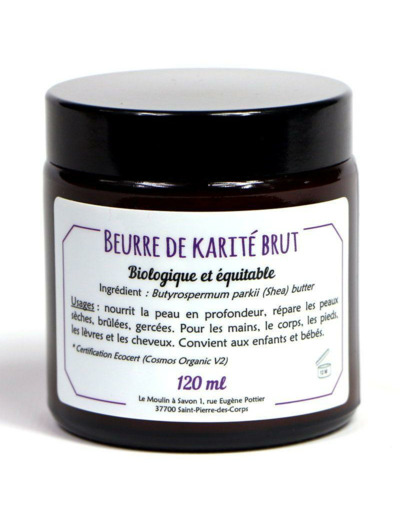 Beurre de karité brut bio-équitable-120ml-Moulin à savon