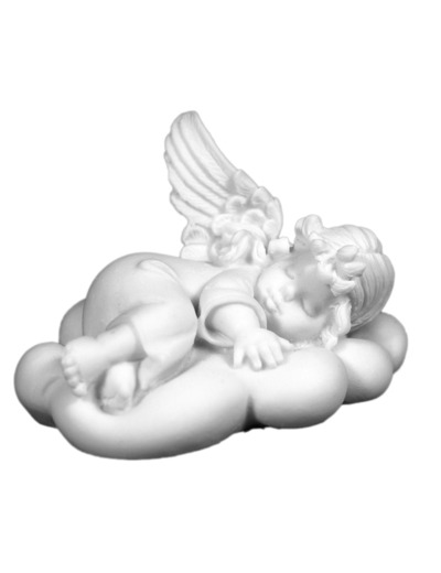 Statue en albâtre 6x10cm - ANGE ENDORMI-blanc