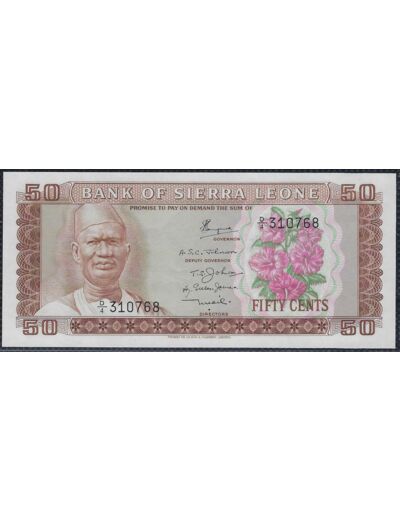 SIERRA LEONE 50 CENTS non daté (1974) SERIE D4 NEUF (W4b)