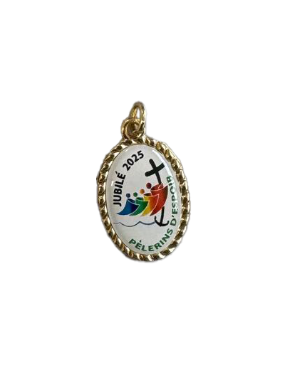 Médaille 22mm Résine en Métal Doré - Jubilé 2025