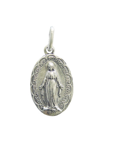 Médaille 19mm en Métal Argenté festonnée - MIRACULEUSE