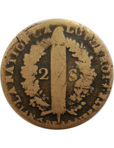 FRANCE LOUIS XVI 2 SOLS FRANÇOIS 1792 W. (Arras) AN 4 1er semestre B+