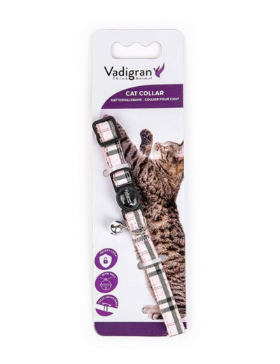 Collier "Ecossais" Rose pour chat - 20/30cm