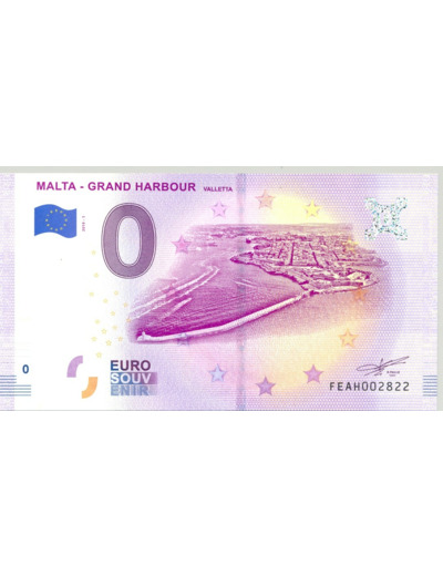 MALTE 2019-1 GRAND HARBOUR BILLET SOUVENIR 0 EURO TOURISTIQUE NEUF