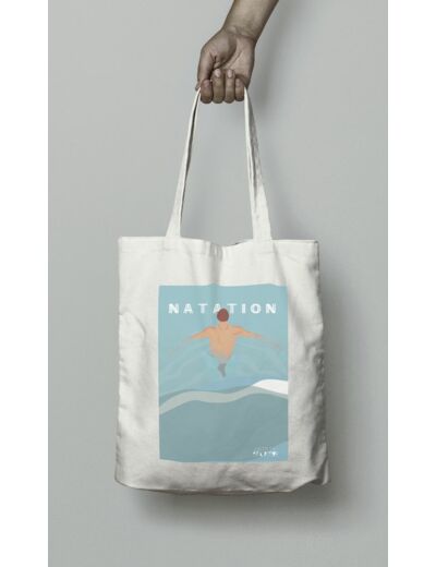 Tote bag ou sac natation vintage "le nageur"