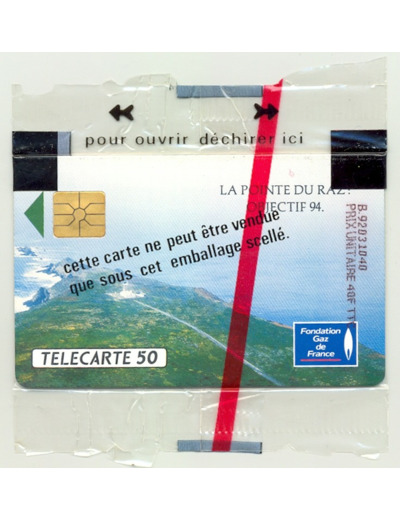 TELECARTE NSB 50 UNITE 03/92 GDF POINT DU RAZ F249