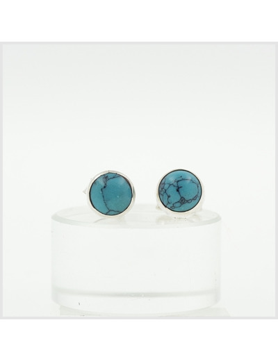 Puces Turquoise en argent massif