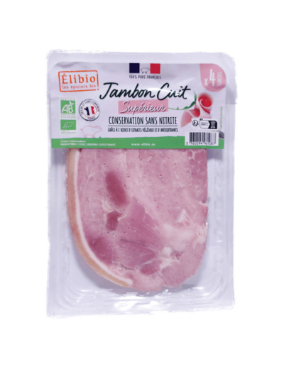 Jambon Cuit Supérieur Sans Nitrite Bio 4 Tranches