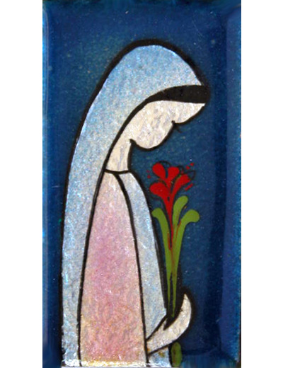 Vierge au coquelicot 7X4cm - EMAUX DU LIBAN