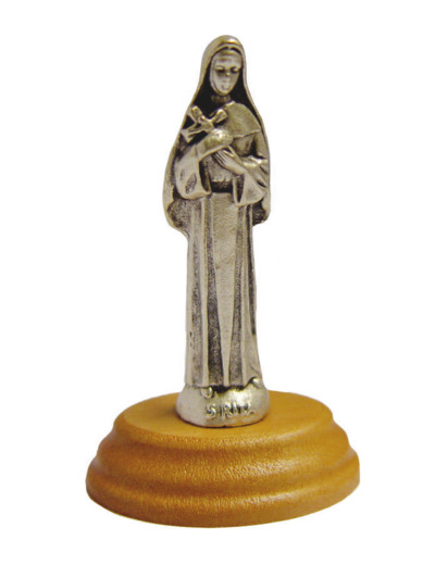 Statue 7cm en Métal Argenté avec Socle en Olivier - SAINTE RITA