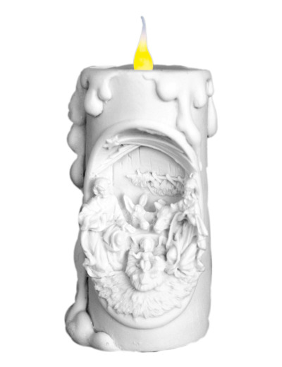 CHANDELLE  ALBATRE 11CM - Crêche Blanche