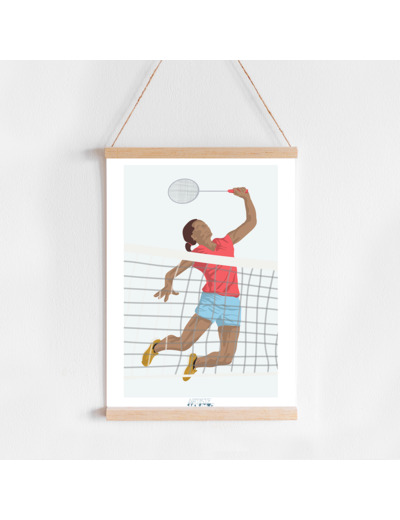 Affiche "Joueuse de badminton" - personnalisable