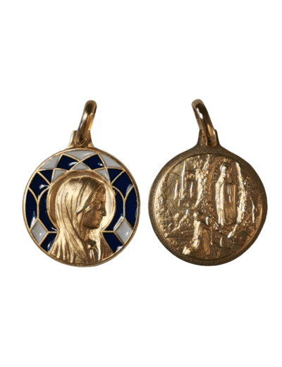 Médaille 18mm en Plaqué Or - VIERGE IMMACULEE/LOURDES