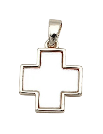 Pendentif en Nacre Argenté 12.5x15mm - CROIX