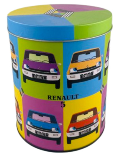 Boite métal ronde Renault R5, Pop Art - 14.2 x 11.4 cm