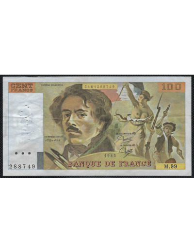 FRANCE 100 FRANCS DELACROIX 1985 SERIE M.99 TTB+