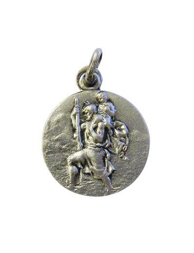 Médaille 15mm en Métal Argenté - ST CHRISTOPHE