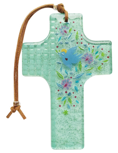Croix en verre 8x12cm- COLOMBE crayonnée