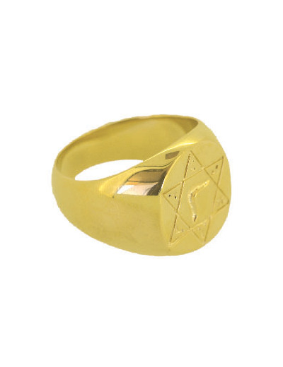 Bague en Plaqué Or Taille 68 - CHEVALIERE SCEAU DE SALOMON