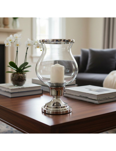 Photophore verre argenté 16x16x25cm