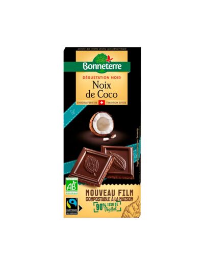 Chocolat Noir Noix de Coco Bio-90g-Bonneterre