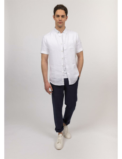 Chemise à manches courtes Clément en popeline de lin