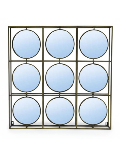 Cadre 9 miroirs fer doré 77x8x77cm