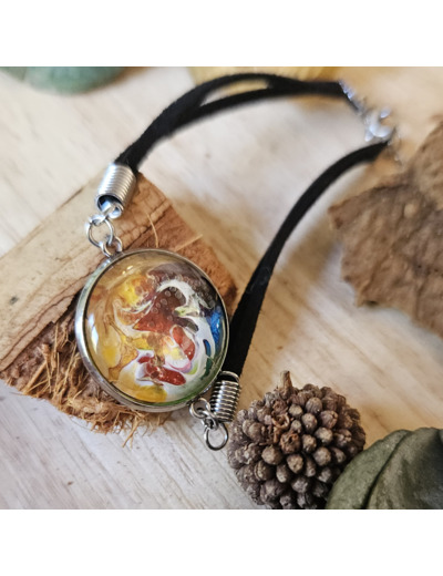 Bracelet en cordon avec pendentif et base ronde (20 mm) en acier inoxydable