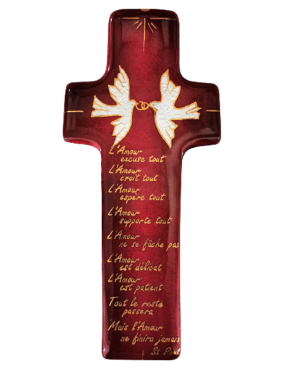 Croix de mariage St Paul rouge 17X7,7cm - EMAUX DU LIBAN