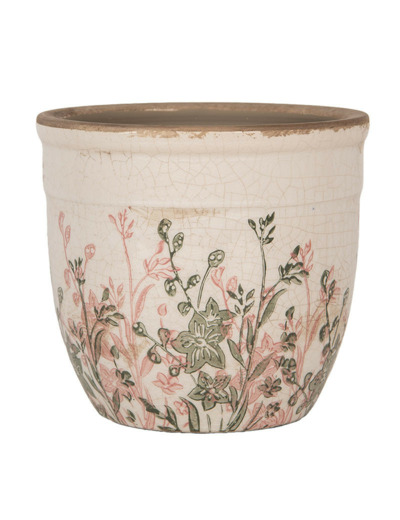 Pot de fleurs céramique beige 16x16x14cm