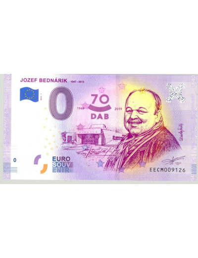 SLOVAQUIE 2019-1 JOZEF BEDNARIK BILLET SOUVENIR 0 EURO TOURISTIQUE NEUF