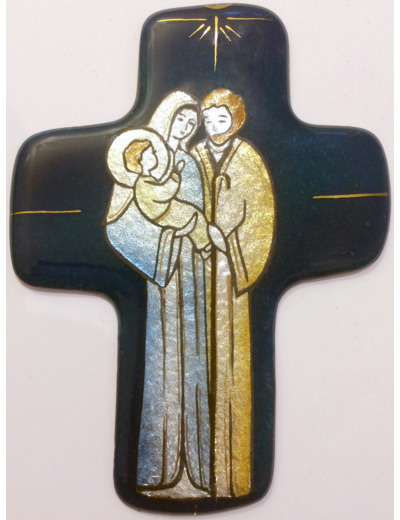 Sainte Famille bleu 11,3X8,3cm - EMAUX DU LIBAN