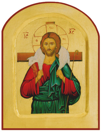Icône dorée incurvée arrondie 14*18cm - CHRIST BON PASTEUR