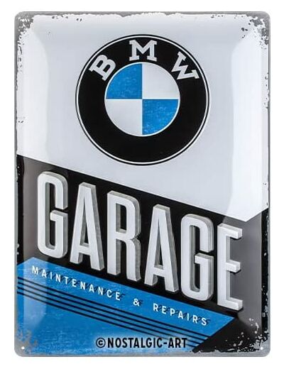 Plaque bombée et en relief BMW - Garage Maintenance And Repair - 40x30 cm.