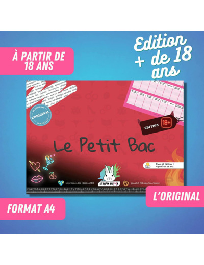 Jeu du Petit BAC - Edition + de 18 Ans
