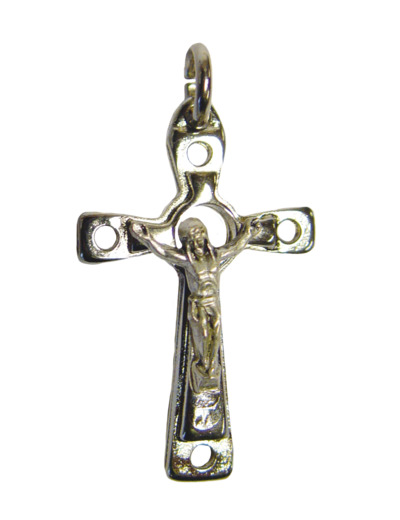 Croix Christ en Métal Argenté Percée 40mm